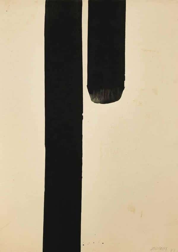 Pierre Soulages - Gouache sur papier marouflé sur panneau, 1977