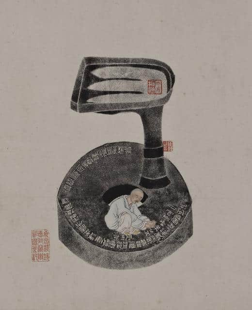 Liuzhou - Le moine Liuzhou examinant une lampe antique