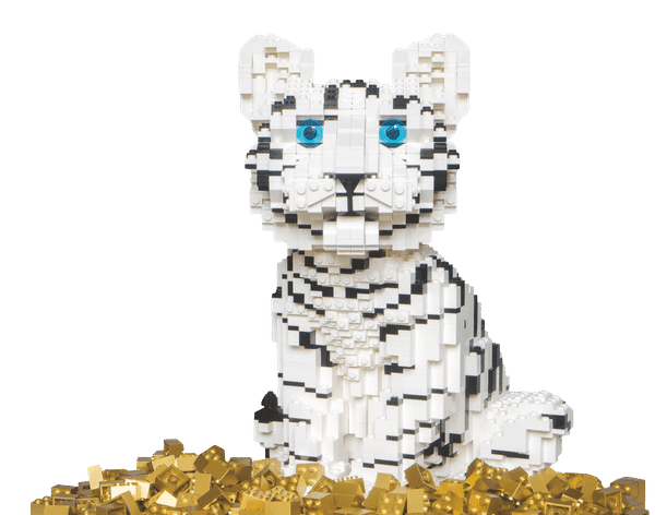 Dirk Denoyelle - Bébé tigre blanc en briques LEGO
