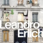 Poster for Leandro Erlich at Grand Palais, showing people seemingly climbing a Paris building façade as part of an art installation.