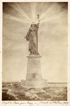 Paul Berthier d’après Auguste Bartholdi – Projet de phare pour Suez. Présenté au Khédive 1869